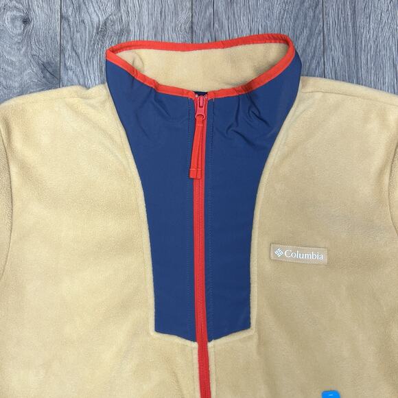 Columbia 1/2 Fleece Jacket Size Medium Mens Yellow Blue Sequoia Grove $60 - Picture 7 of 13